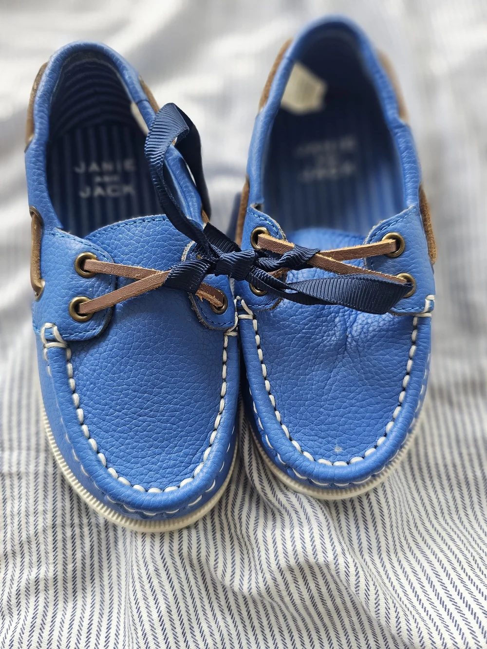 Janie and Jack Boys' Blue Moccasin Boat Shoes